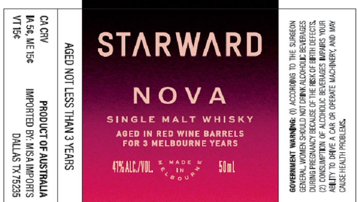 TABC label artwork for STARWARD NOVA