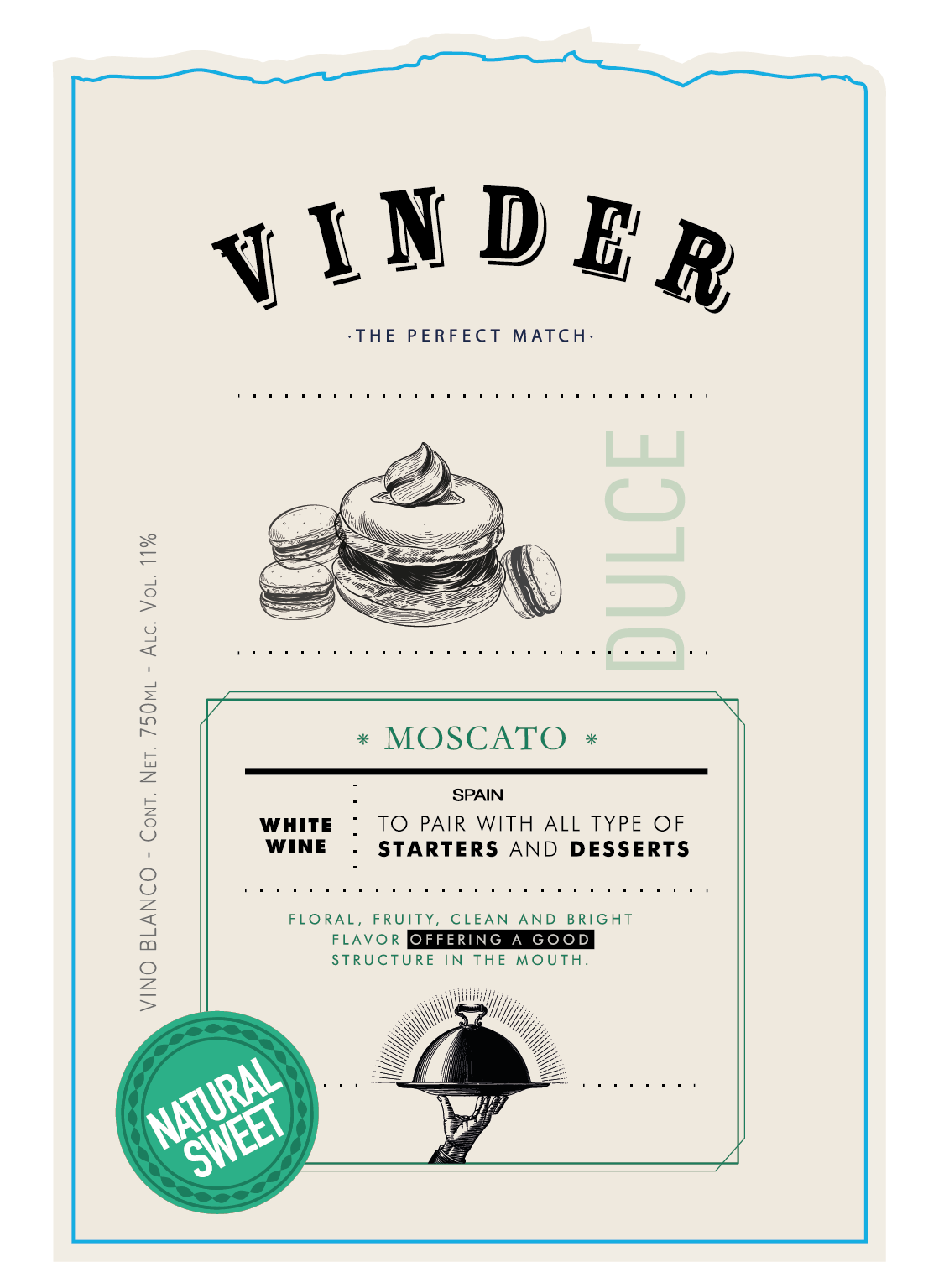 TABC label artwork for VINDER WHITE MOSCATO