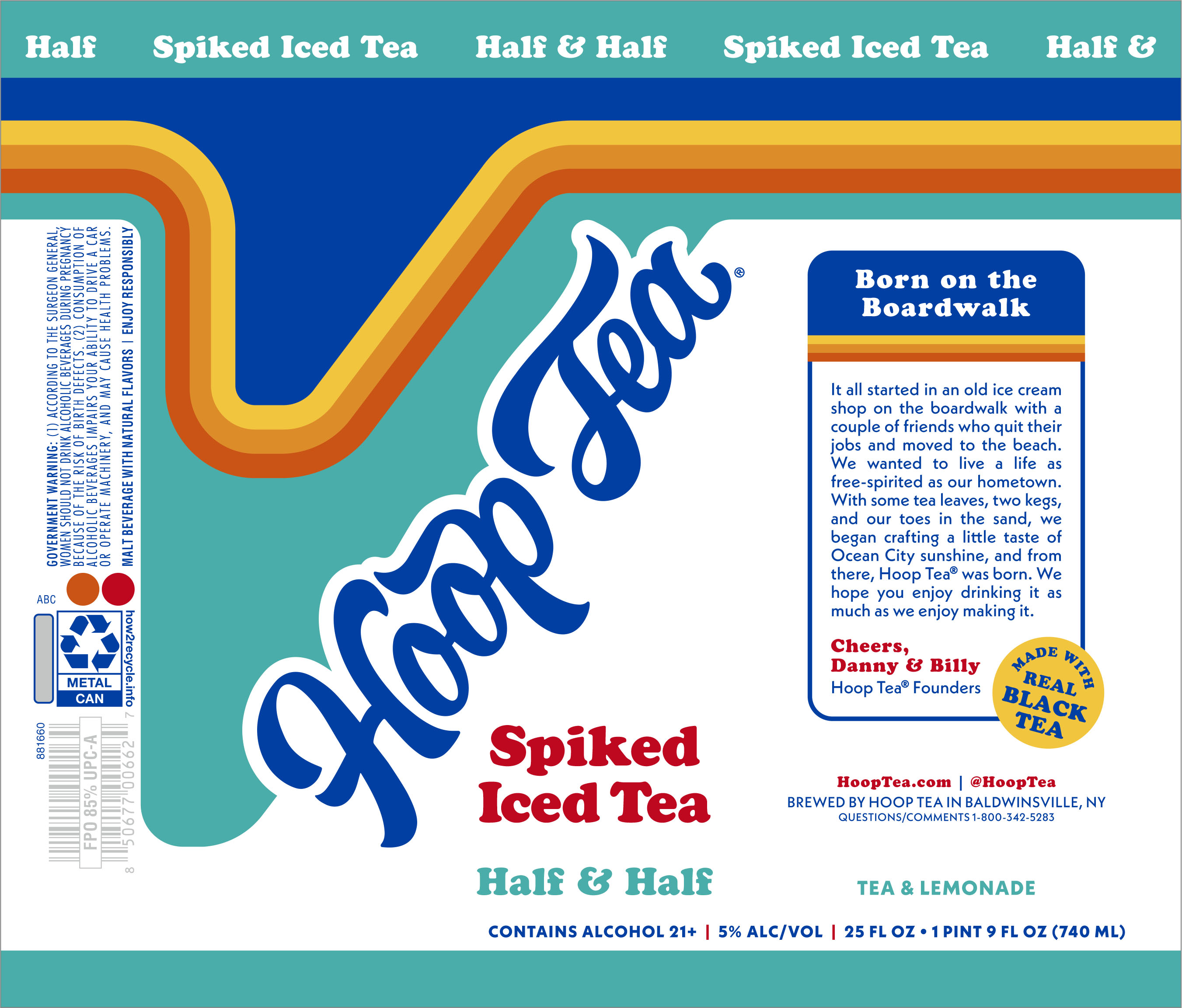 TABC label artwork for HOOP TEA SPIKED ICED TEA HALF & HALF 25 OZ. CAN