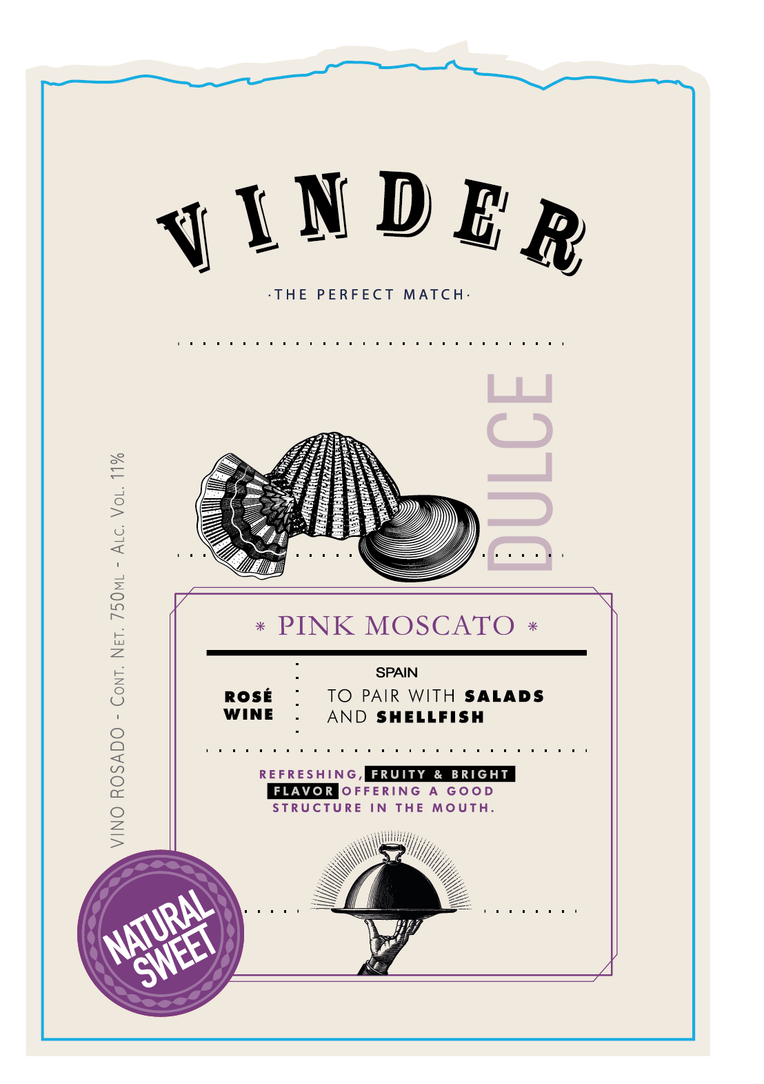 TABC label artwork for VINDER PINK MOSCATO