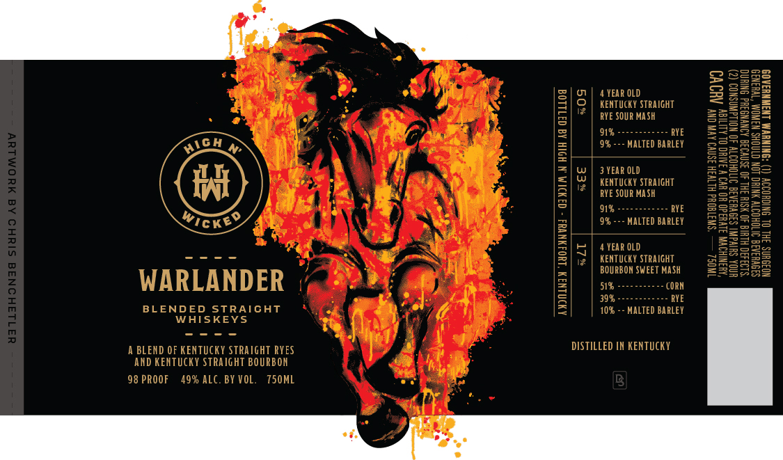 TABC label artwork for HIGH N WICKED WARLANDER STRAIGHT BLENDED WHISKY
