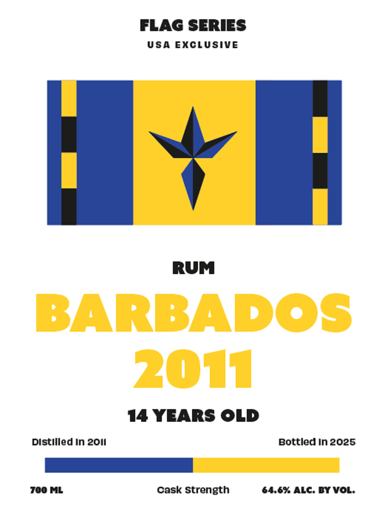 TABC label artwork for Flag Series Barbados 2011 Single Blended Rum