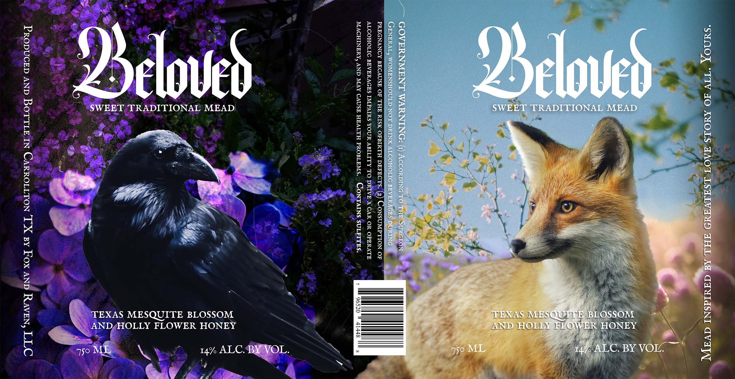 TABC label artwork for FOX AND RAVEN BELOVED
