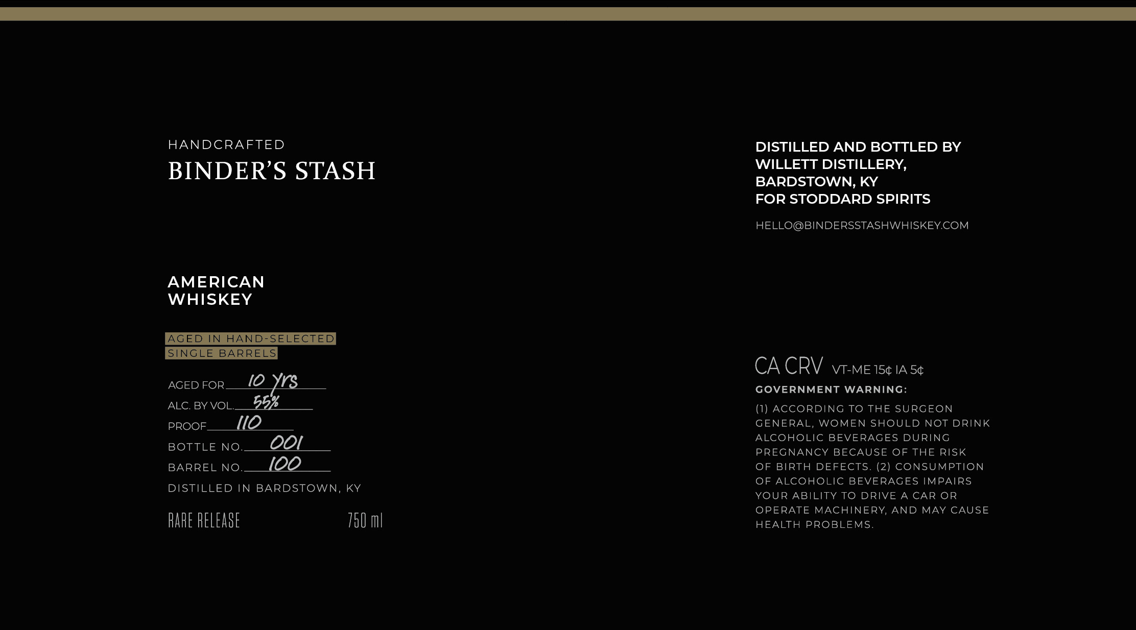 TABC label artwork for Binder's Stash