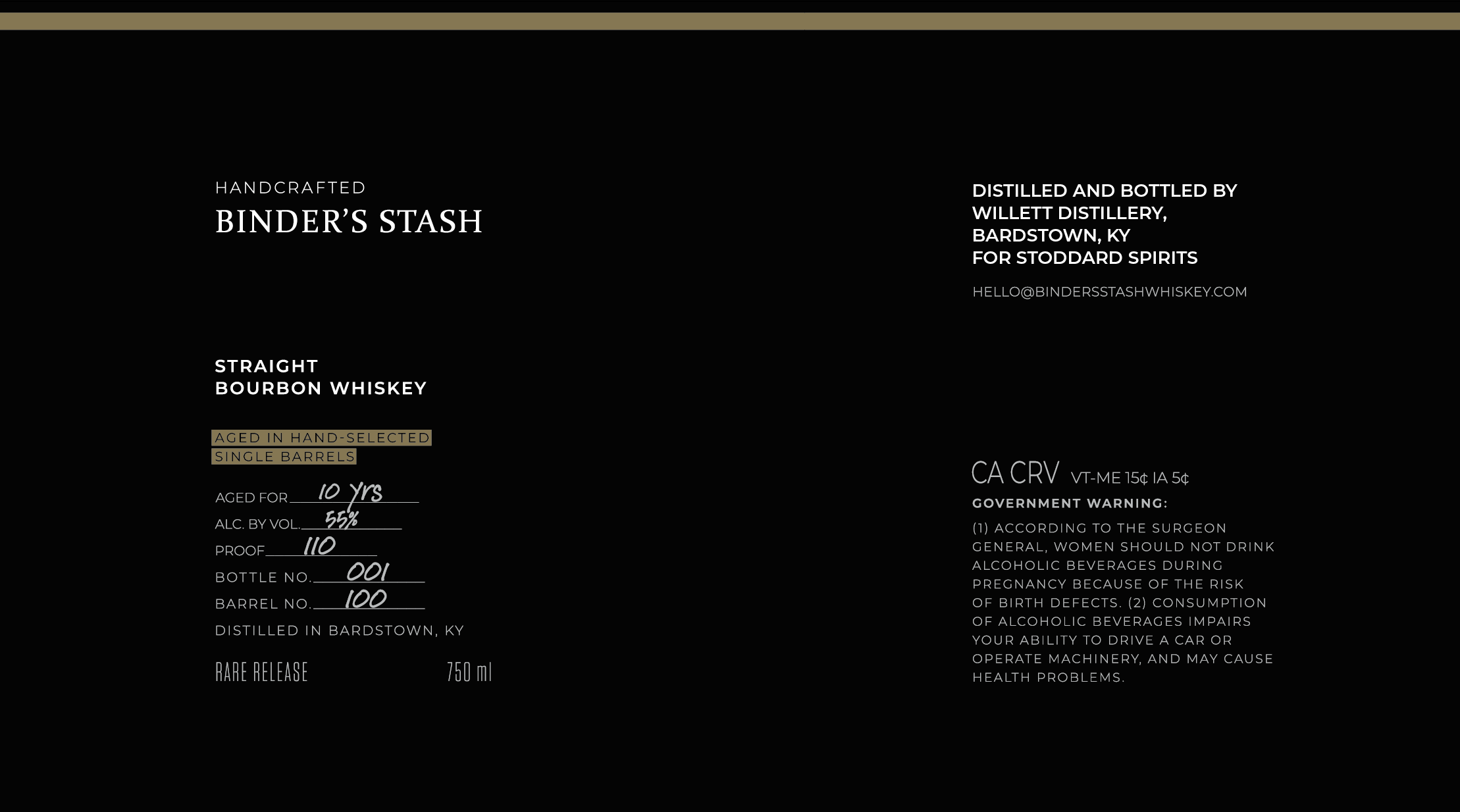TABC label artwork for Binder's Stash