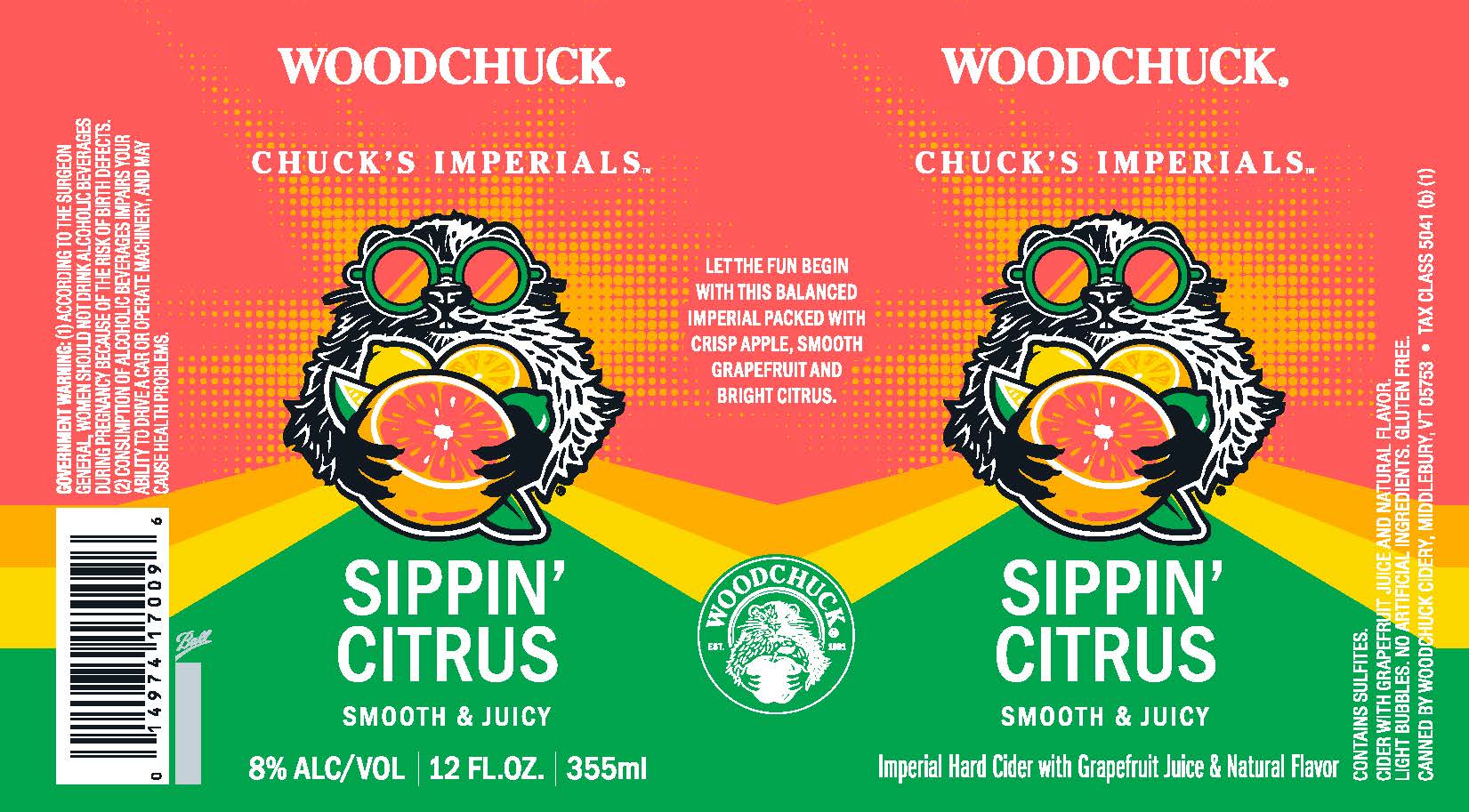 TABC label artwork for Woodchuck Chuck's Imperials Sippin' Citrus