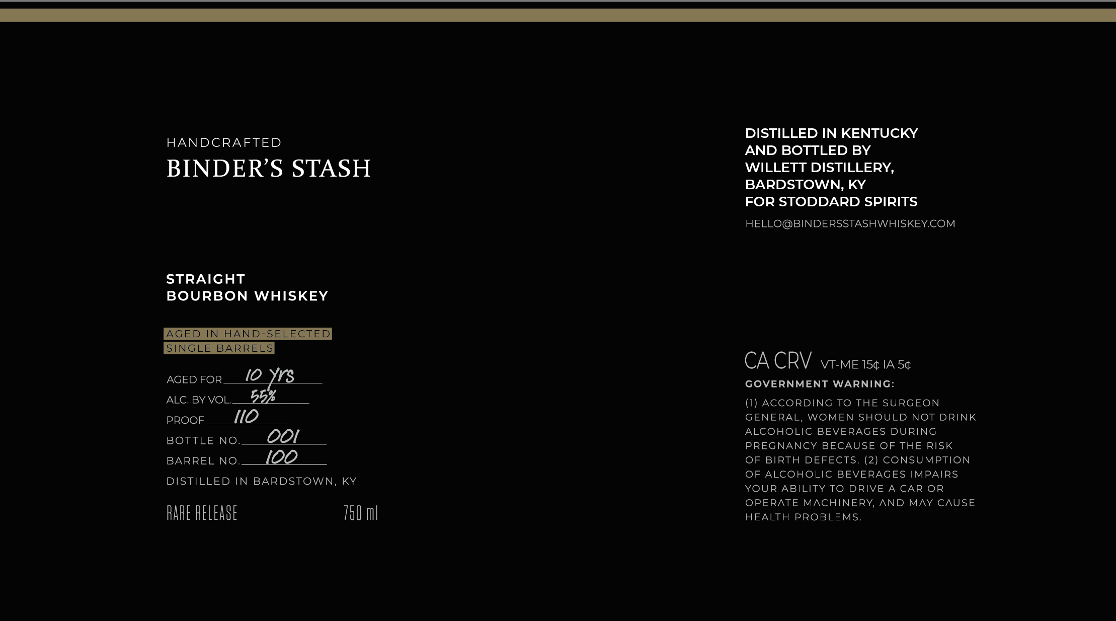 TABC label artwork for Binder's Stash