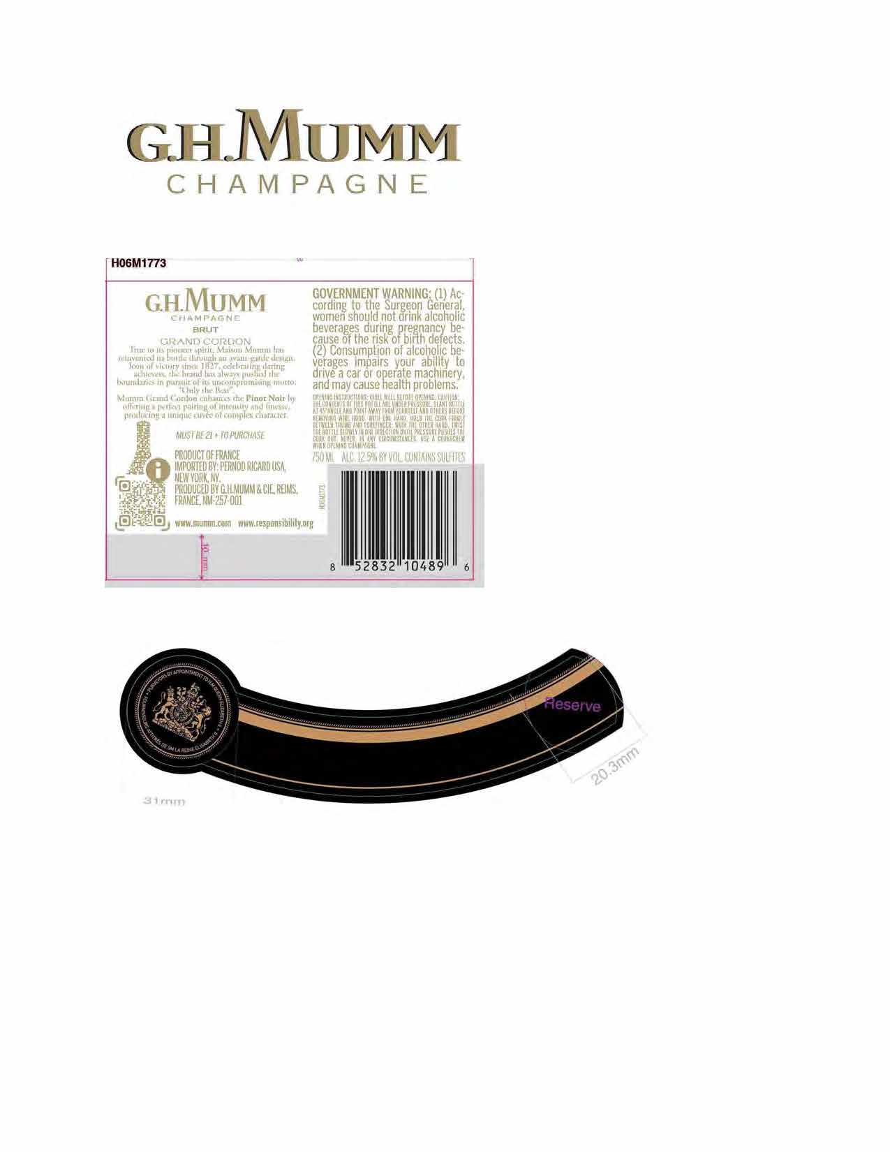 TABC label artwork for G.H. Mumm Grand Cordon