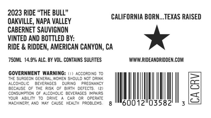 TABC label artwork for RIDE & RIDDEN