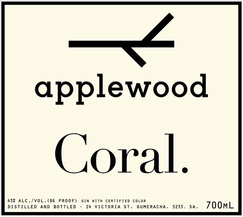 TABC label artwork for Applewood Coral Gin