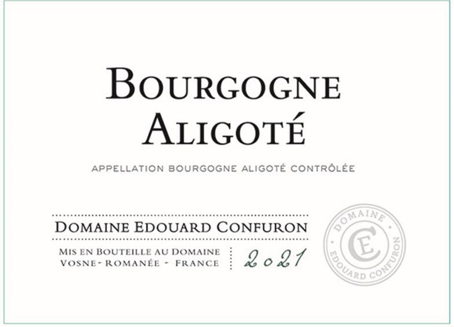 TABC label artwork for Domaine Edouard Confuron White Wine Bourgogne Aligote