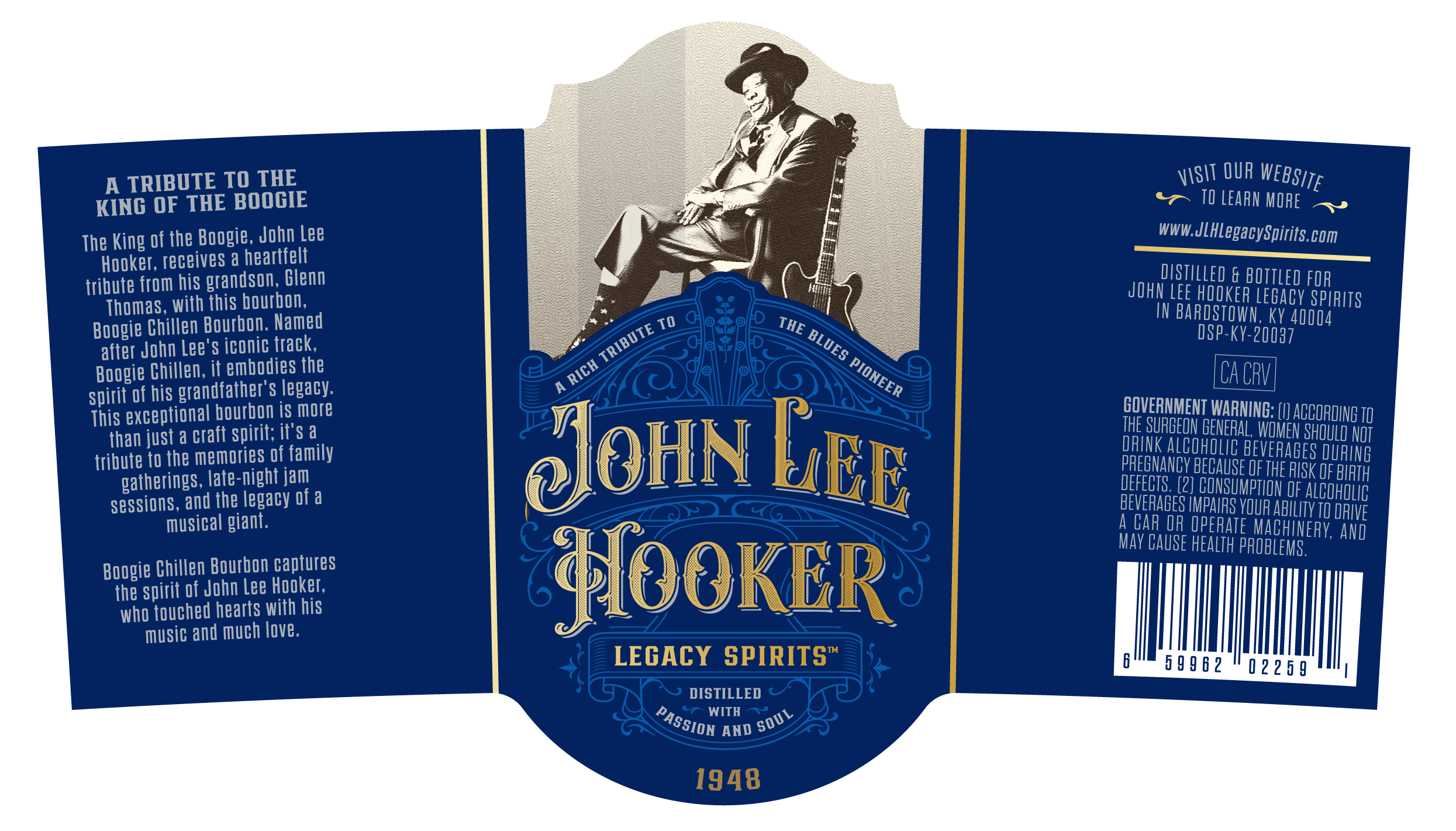 TABC label artwork for John Lee Hooker Legacy Spirits Boogie Chillen Bourbon