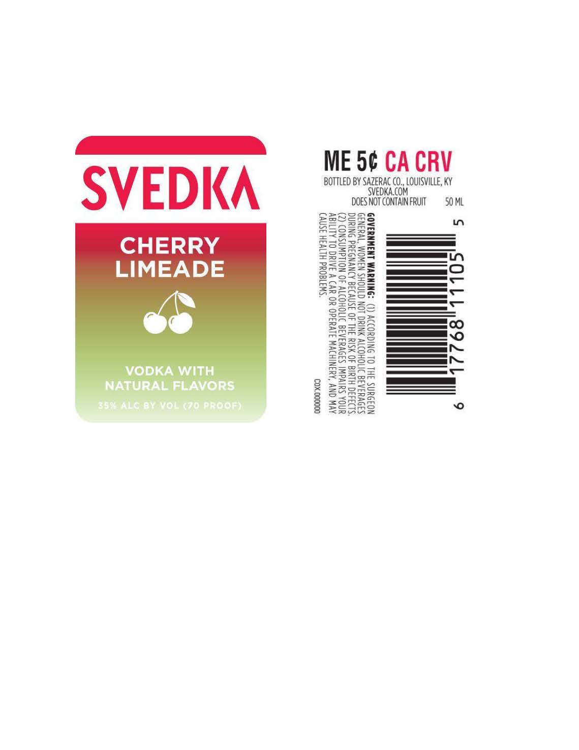 TABC label artwork for Svedka Cherry Limeade 50ml