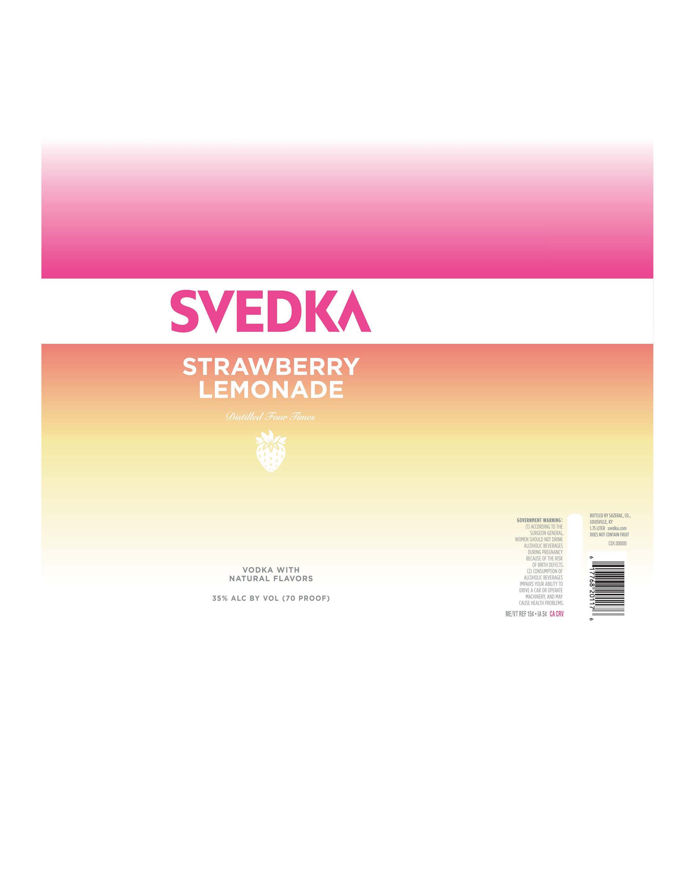 TABC label artwork for Svedka Strawberry Lemonade 1.75L