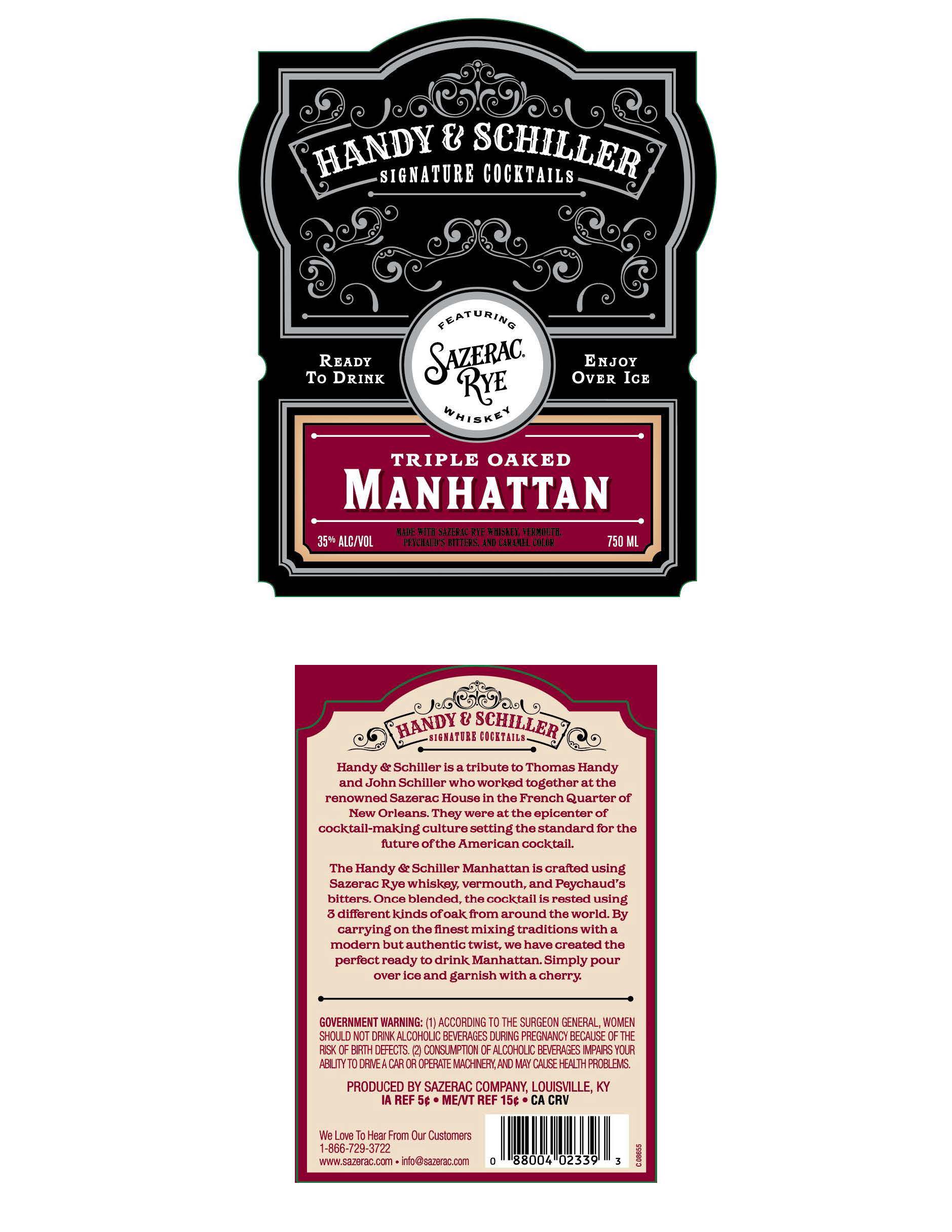 TABC label artwork for Handy & Schiller Manhattan 750ml