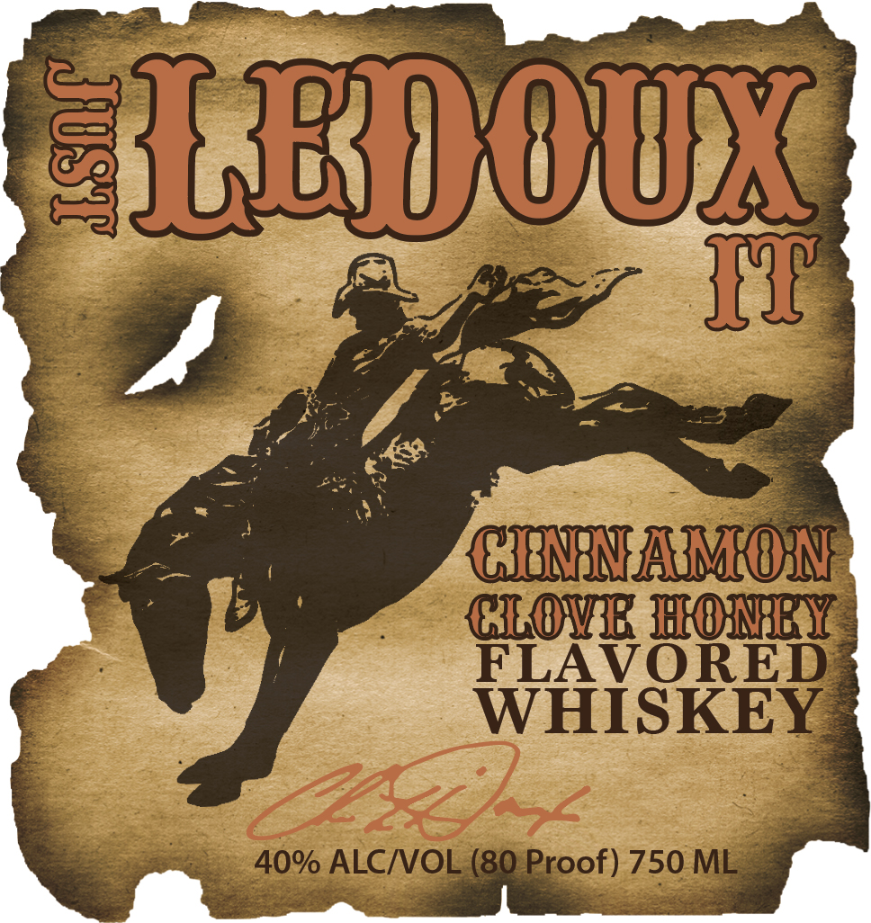 TABC label artwork for Just LeDoux It Cinnamon Honey Clove Flavored Whskey