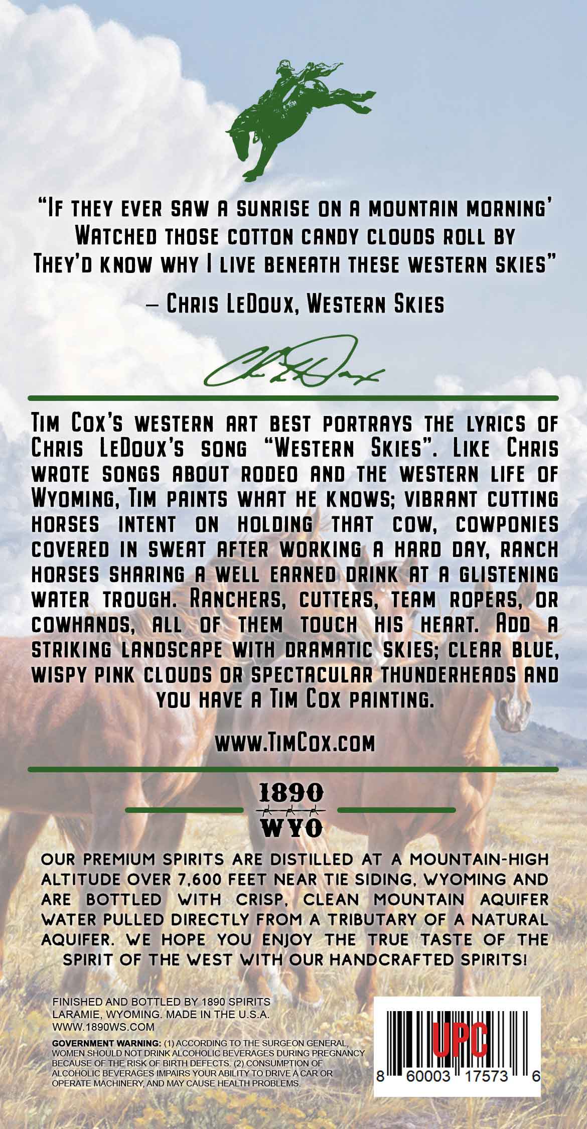 TABC label artwork for Western Skies Ppemium Vodka