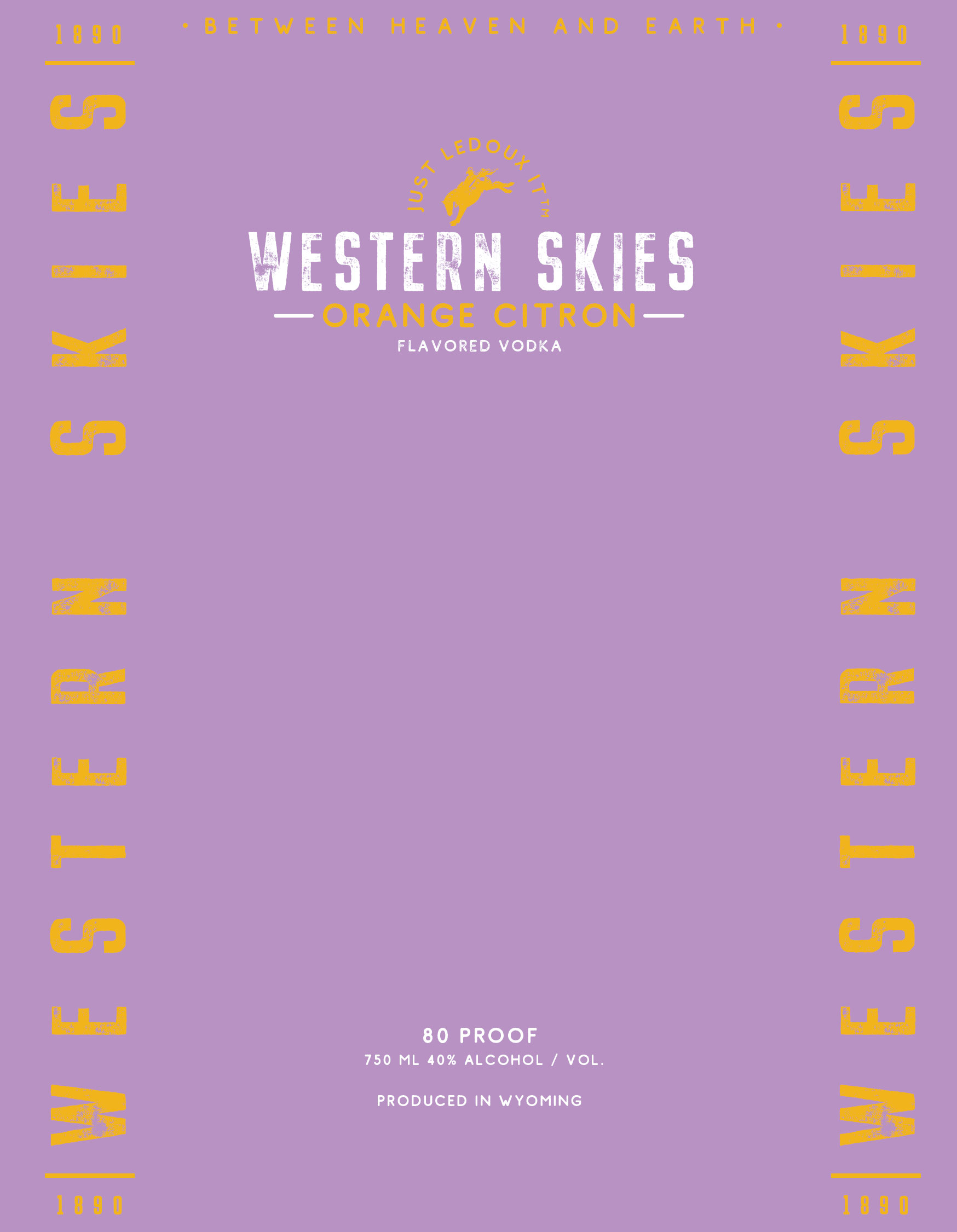 TABC label artwork for Western Skies Orange Citron Flavored Vodka