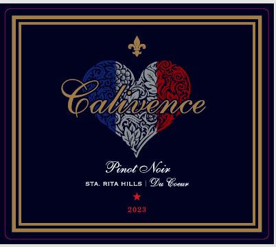 TABC label artwork for Calivence Du Coeur (From the Heart) Pinot Noir