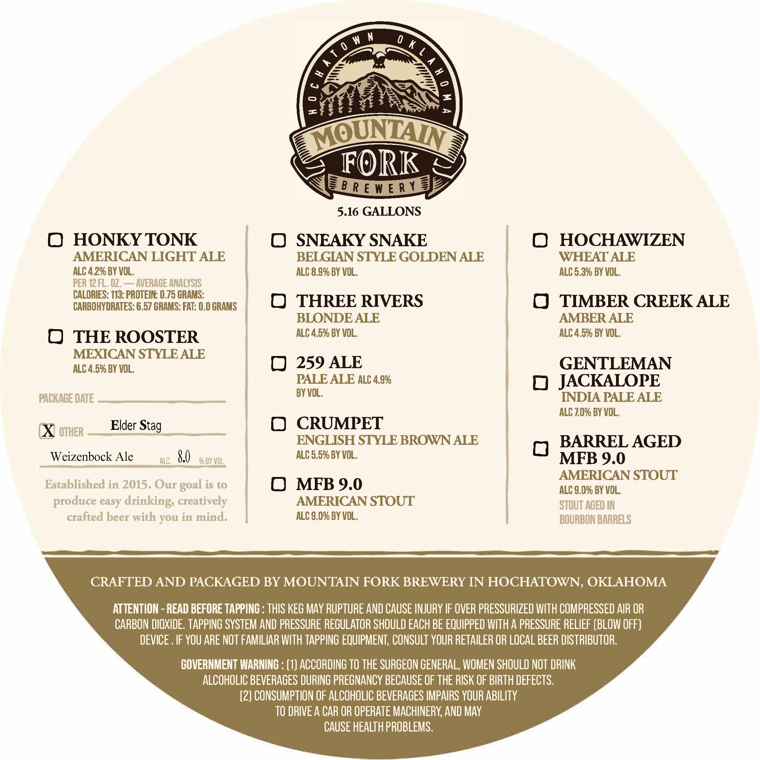 TABC label artwork for ElderStag Weizenbock Ale