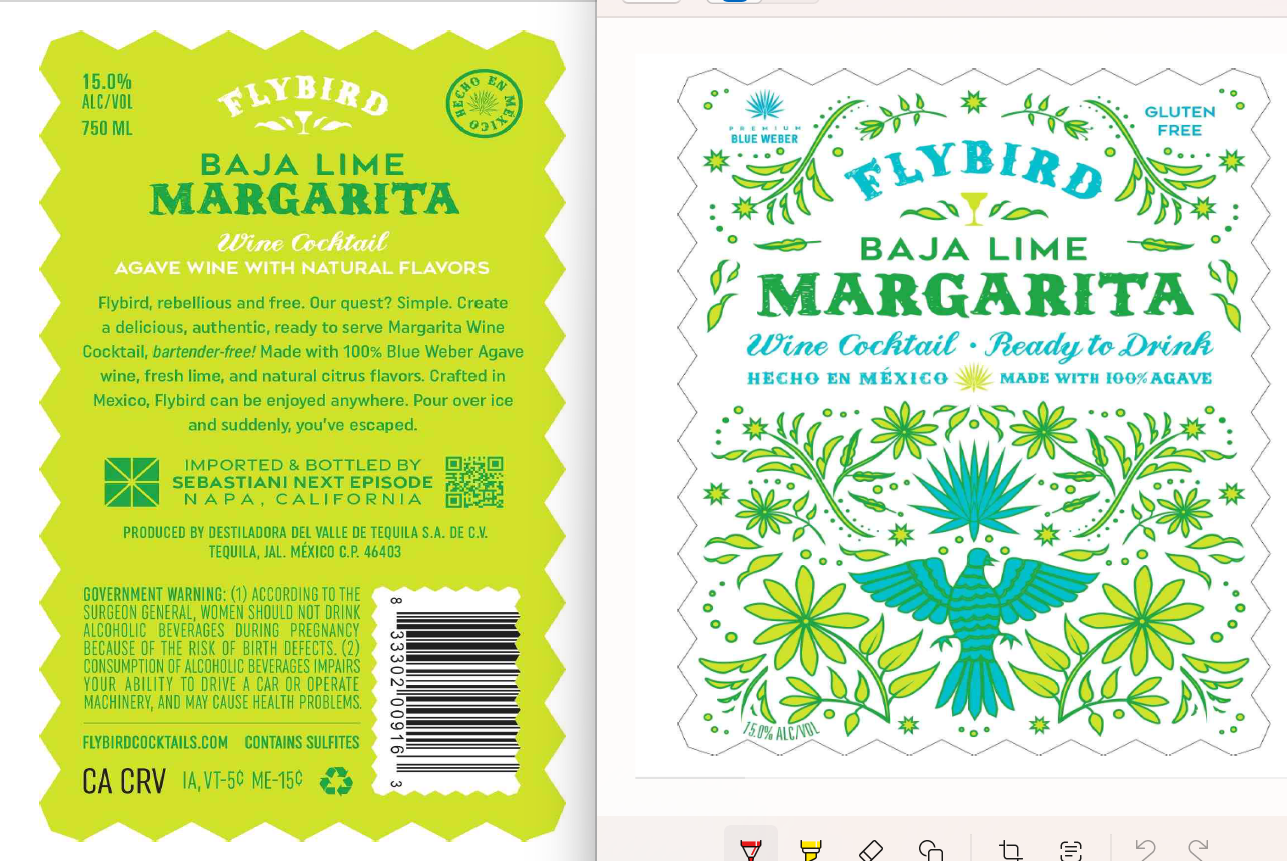 TABC label artwork for Flybird Baja Lime