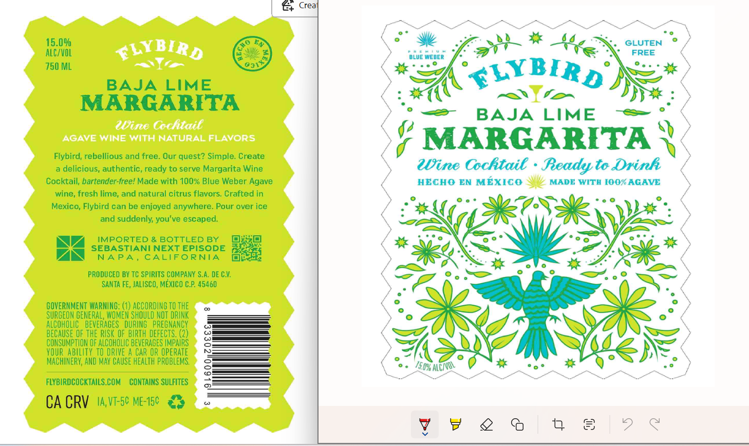 TABC label artwork for Flybird Baja Lime