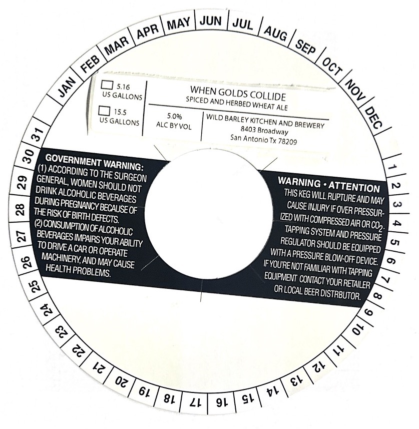 TABC label artwork for When Golds Collide