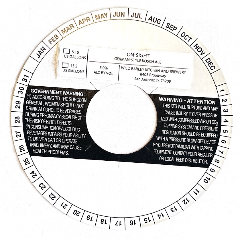 TABC label artwork for On-Sight