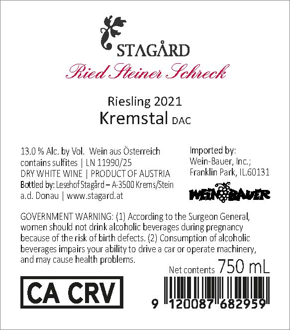 TABC label artwork for Stagard Steiner Schreck Riesling Kremstal
