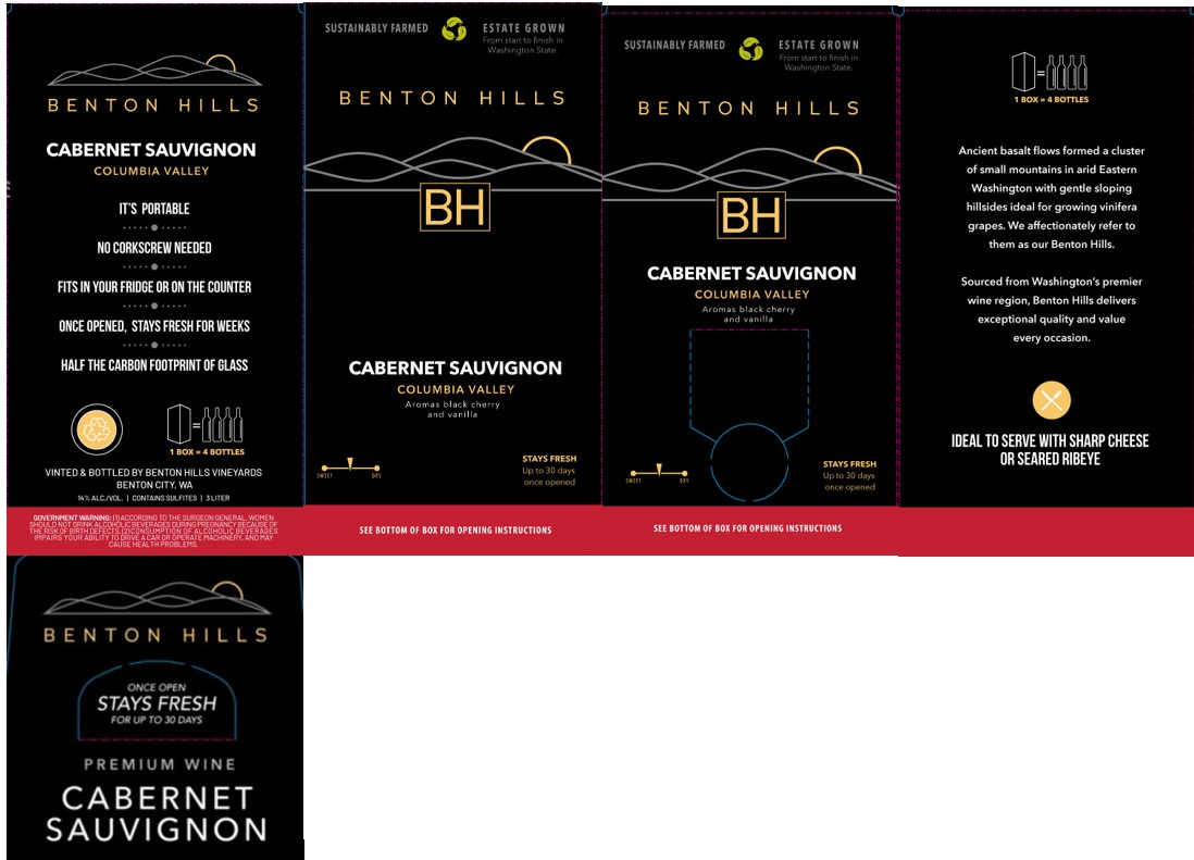 TABC label artwork for Benton Hills Vineyards Cabernet Sauvignon Columbia Valley