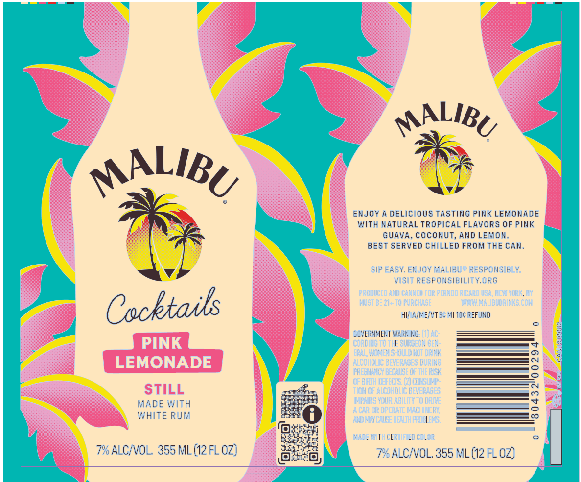 TABC label artwork for Malibu Pink Lemonade