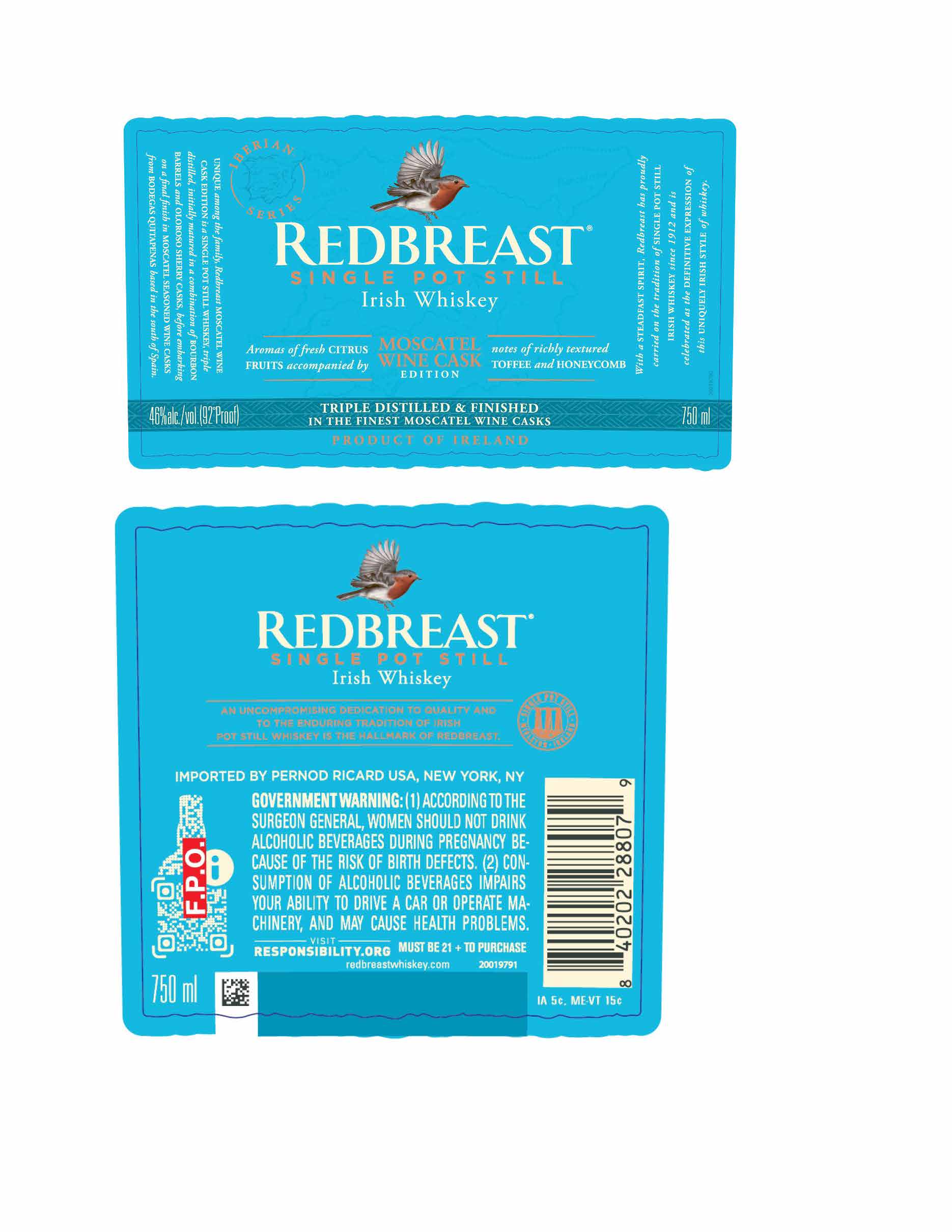 TABC label artwork for Redbreast Moscatel