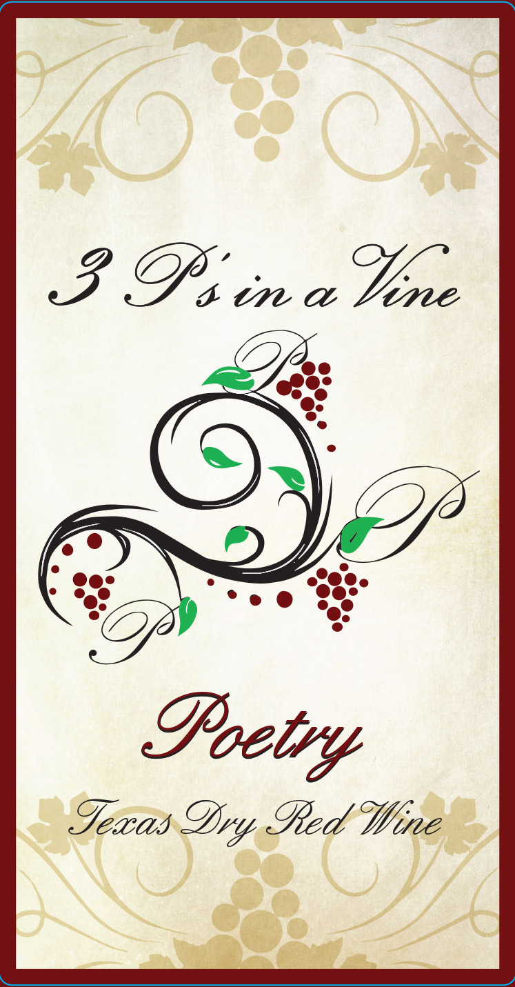 TABC label artwork for 3 P's in a Vine Poetry