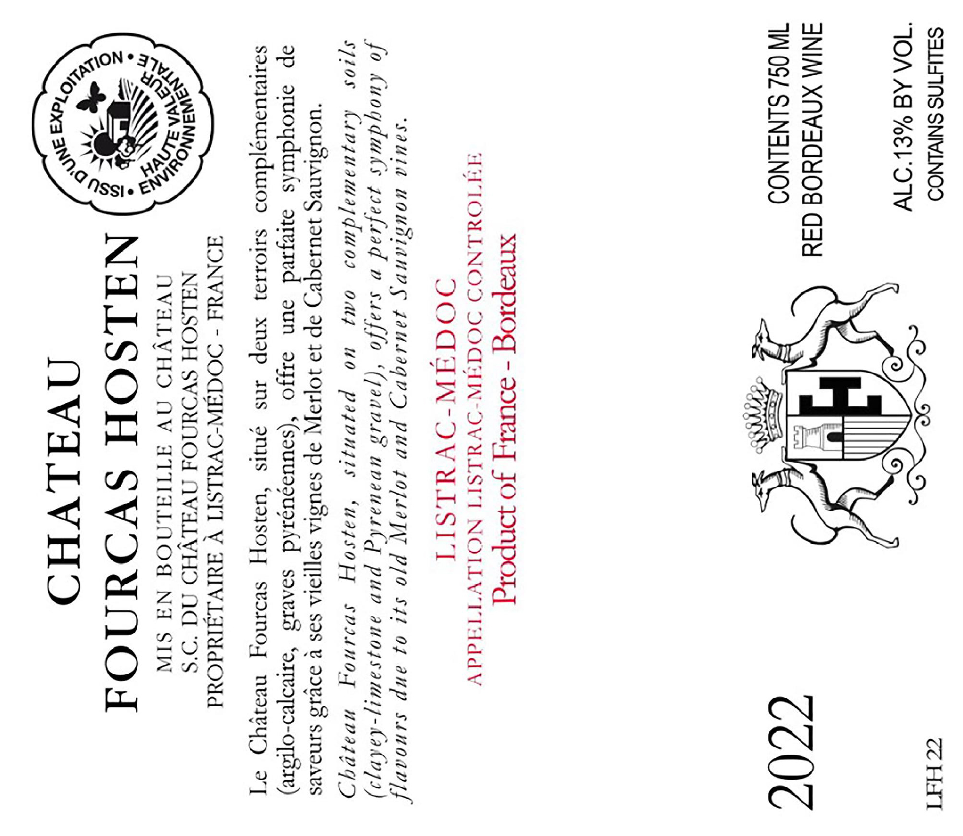 TABC label artwork for CHATEAU FOURCAS HOSTEN