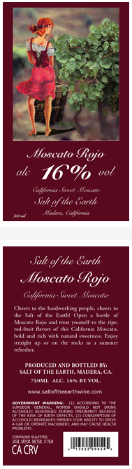 TABC label artwork for SALT OF THE EARTH MOSCATO ROJO