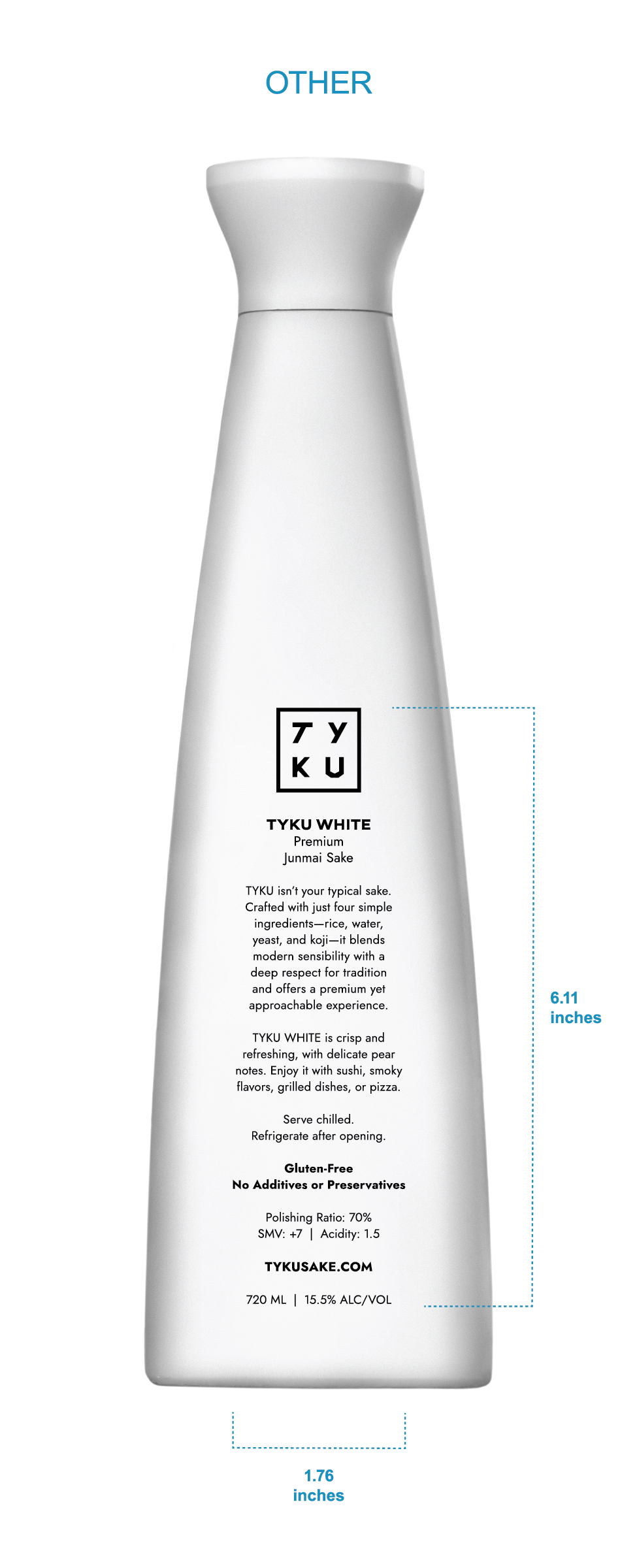 TABC label artwork for TYKU Junmai White Sake