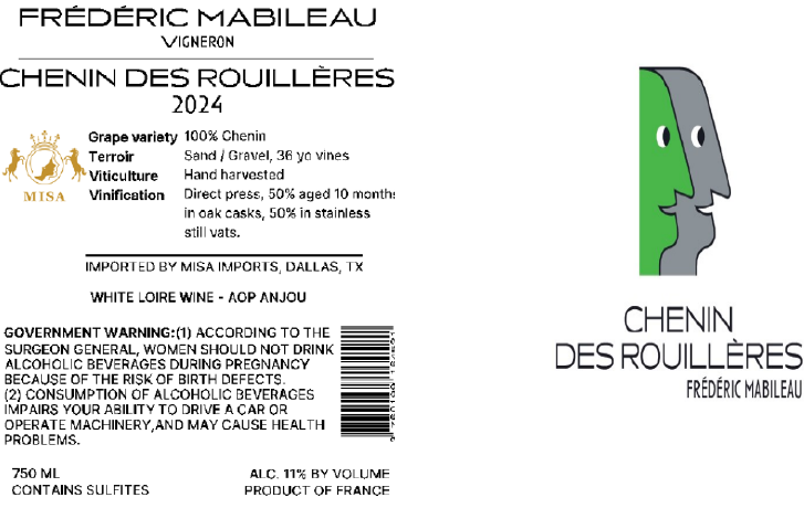TABC label artwork for CHENIN DES ROUILLERES FREDERIC MABILEAU