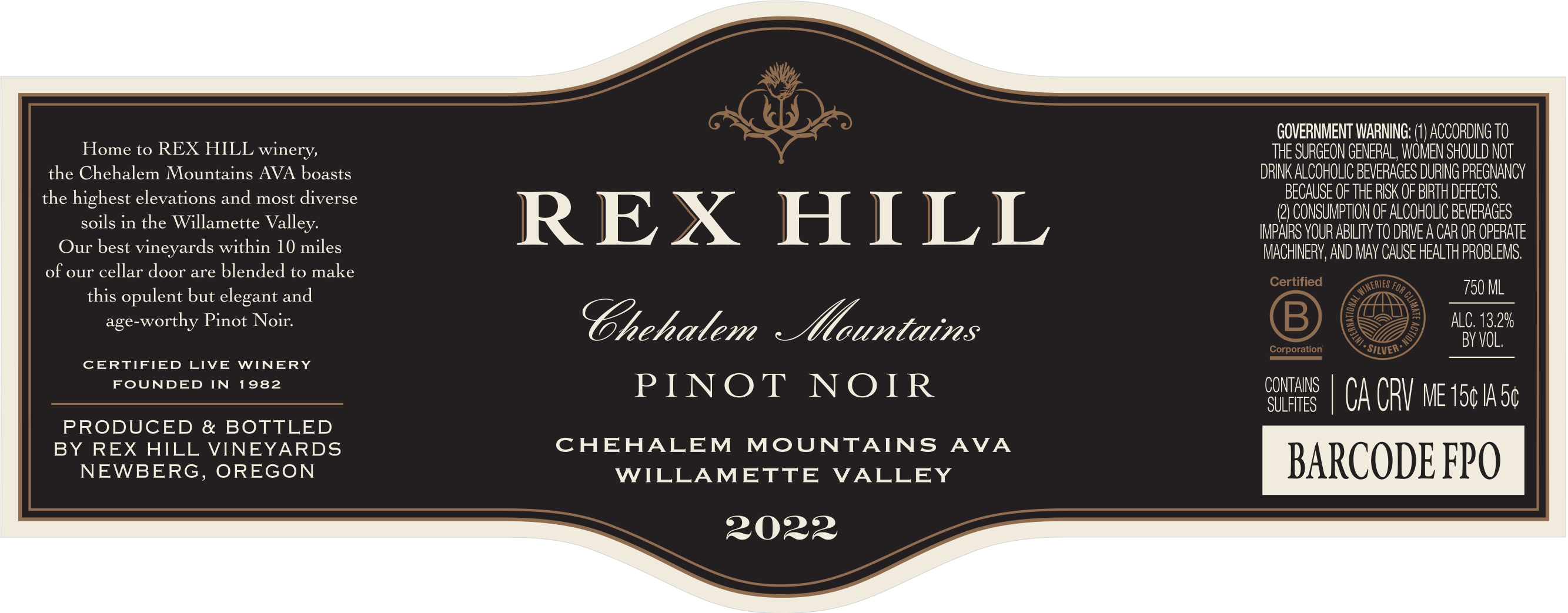 TABC label artwork for Rex Hill Pinot Noir Chehalem Mountains