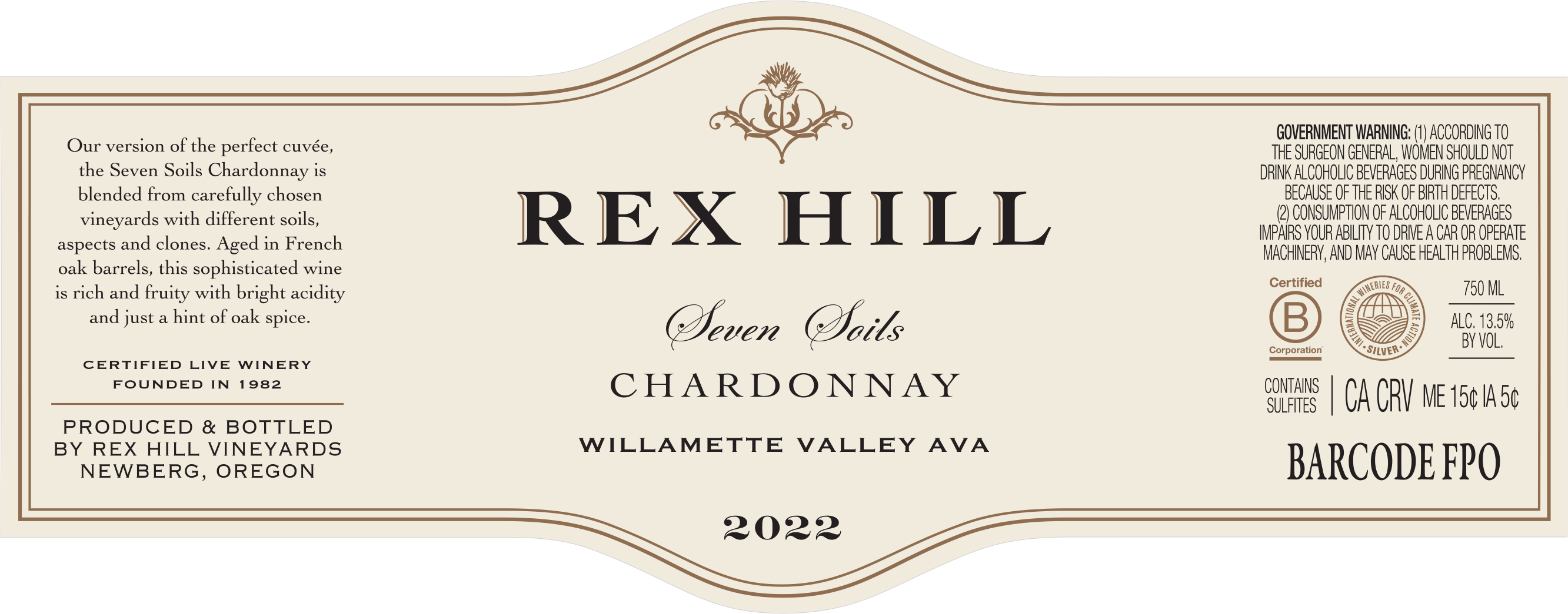 TABC label artwork for Rex Hill Chardonnay Seven Soils