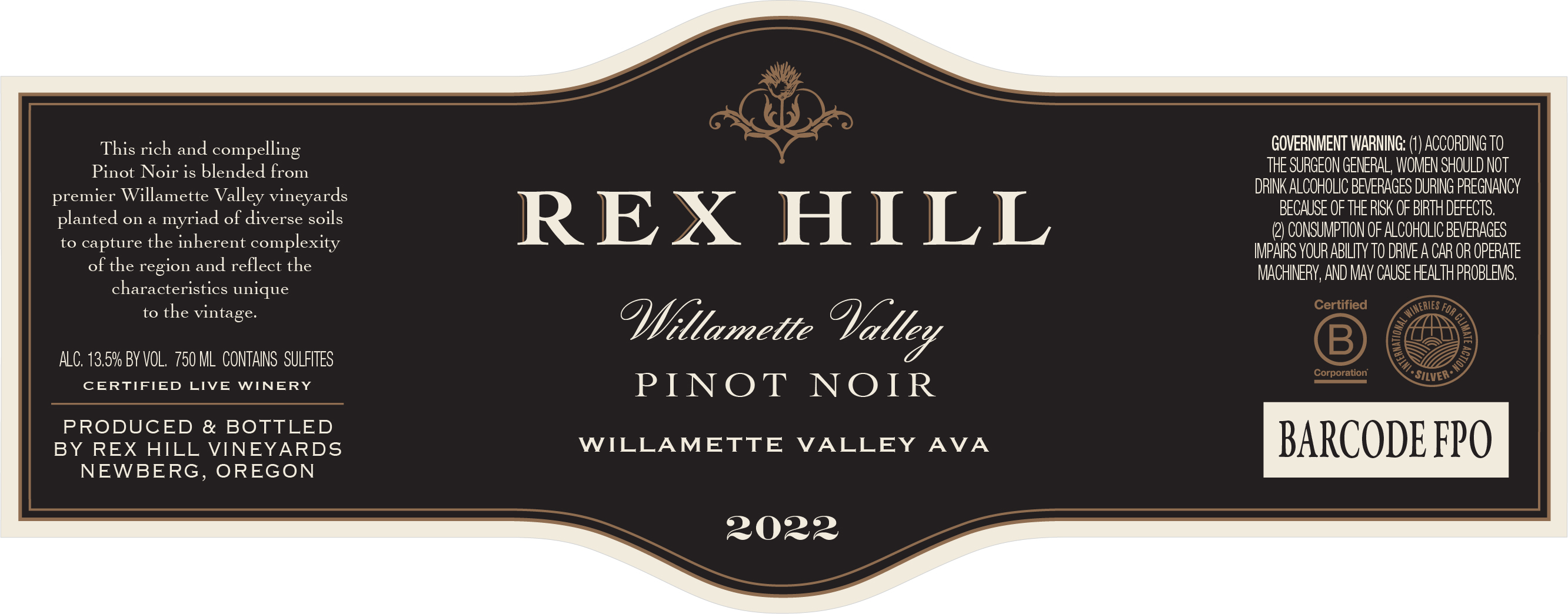 TABC label artwork for Rex Hill Pinot Noir