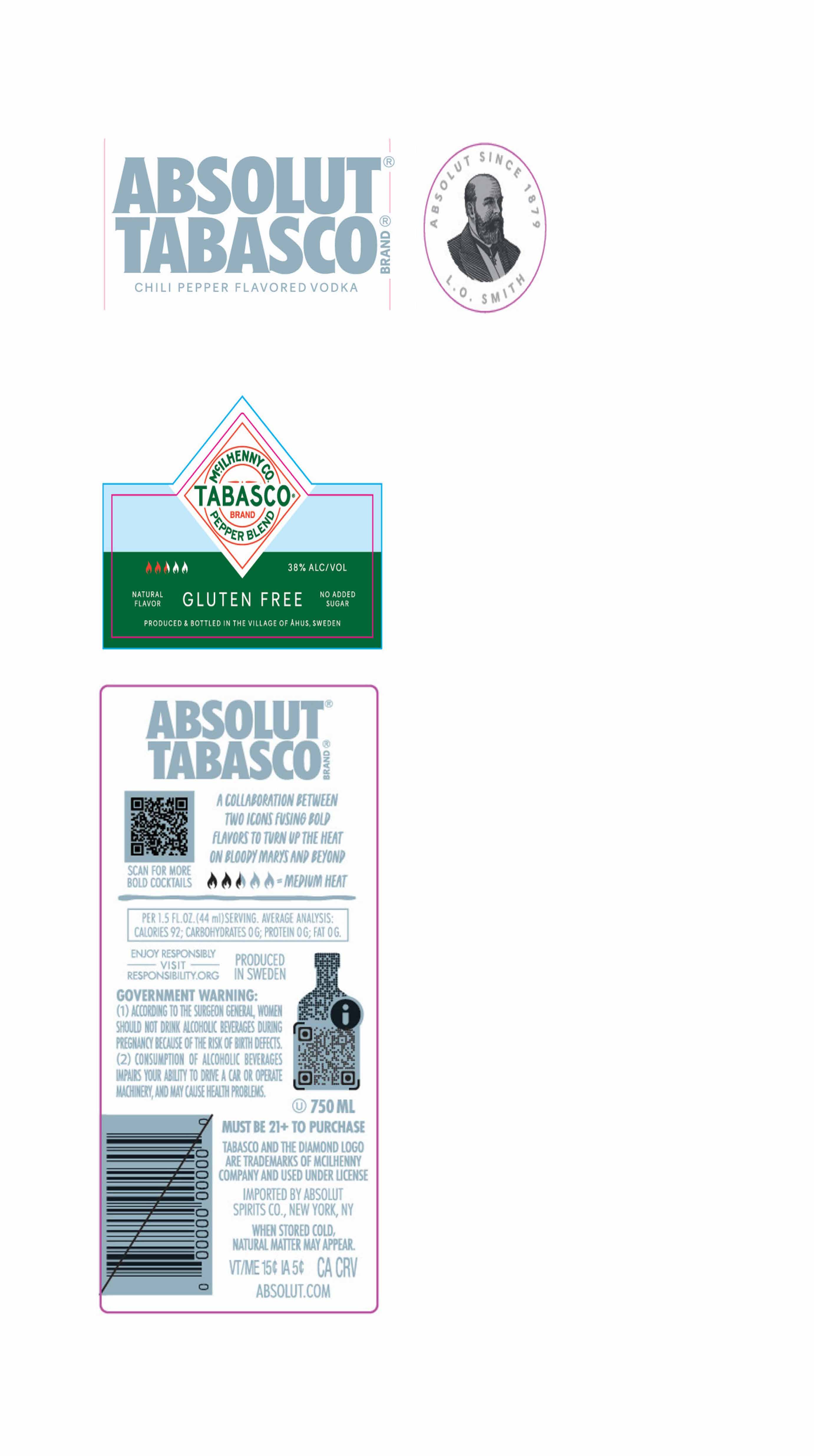 TABC label artwork for Absolut Tabasco Chili Pepper Vodka