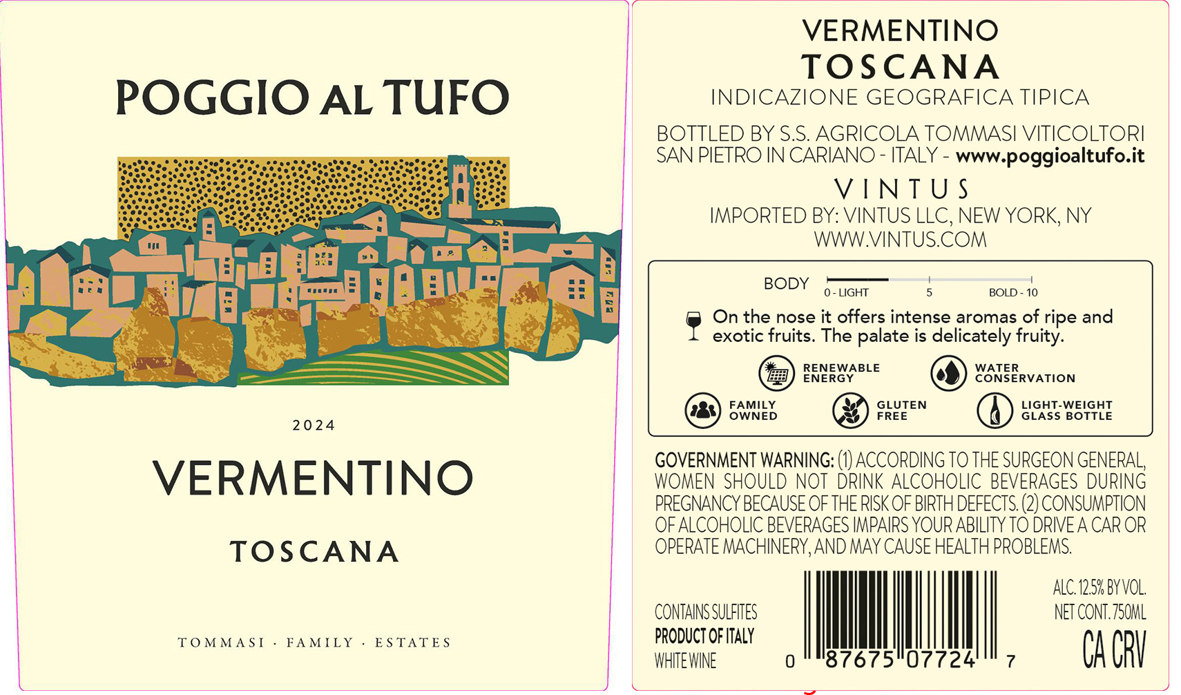 TABC label artwork for Poggio al Tufo Vermentino