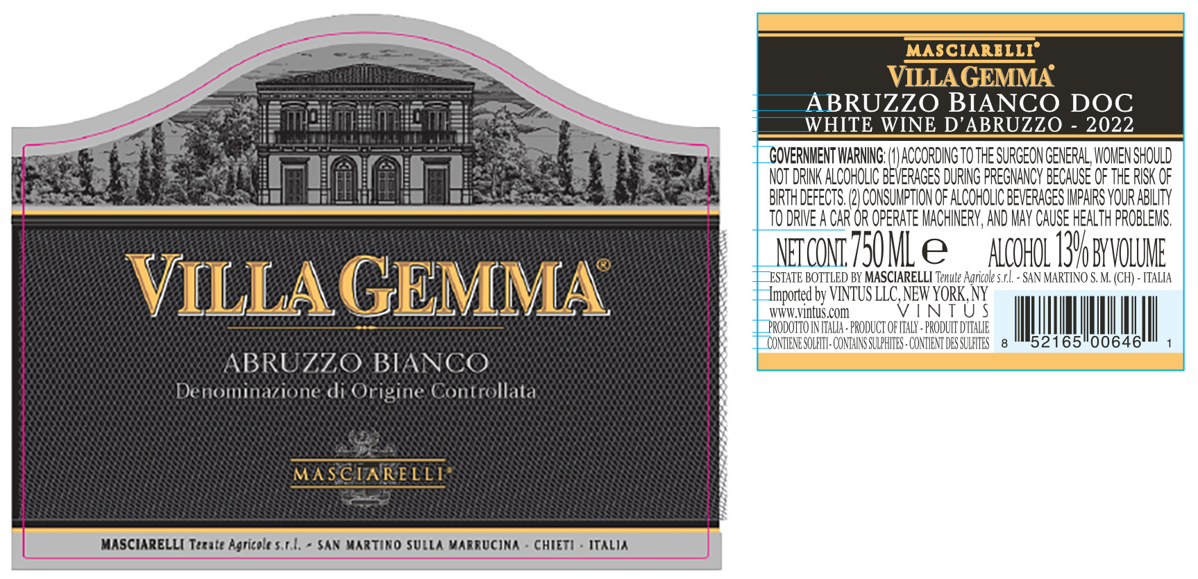 TABC label artwork for Masciarelli Villa Gemma Bianco