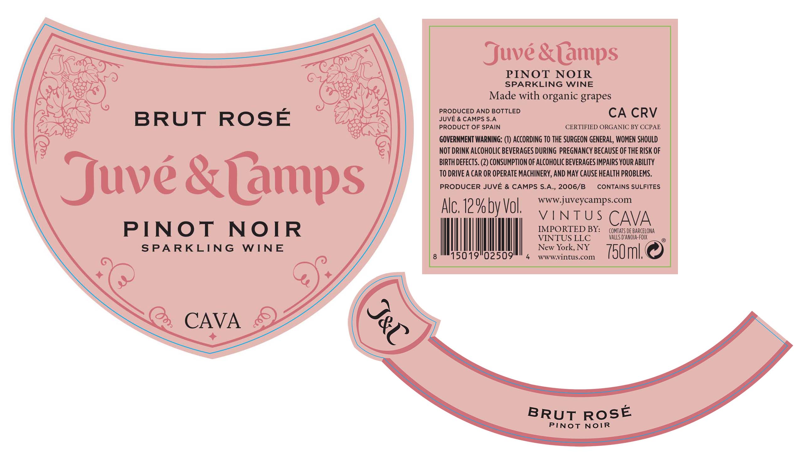 TABC label artwork for Juve y Camps Brut Rose Pinot Noir