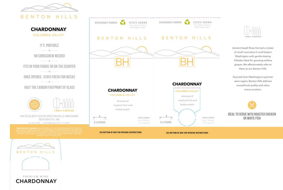 TABC label artwork for Benton Hills Vineyards Chardonnay Columbia Valley
