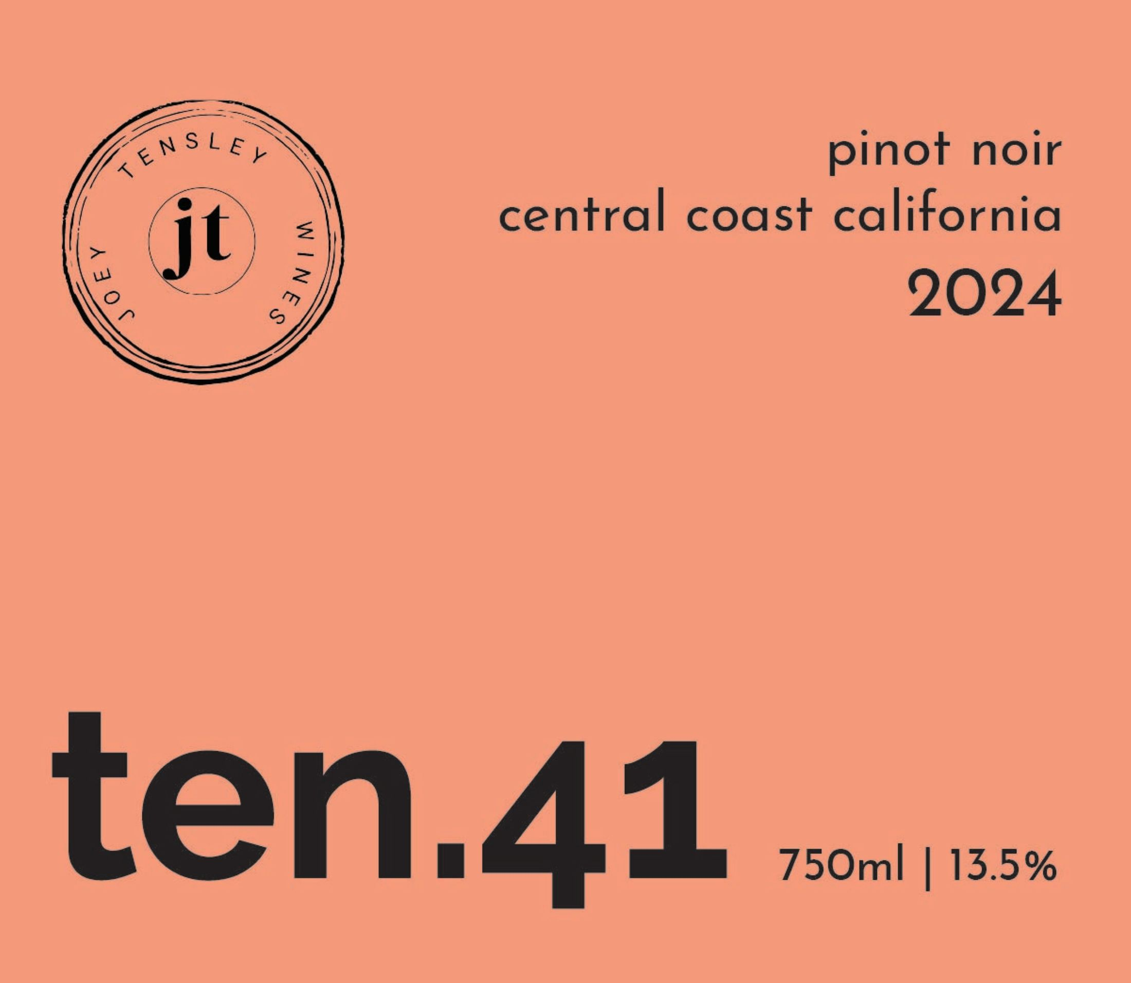 TABC label artwork for Ten-41 Pinot Noir
