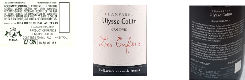 TABC label artwork for ULYSSE COLLIN LES ENFERS BLANC DE BLANCS