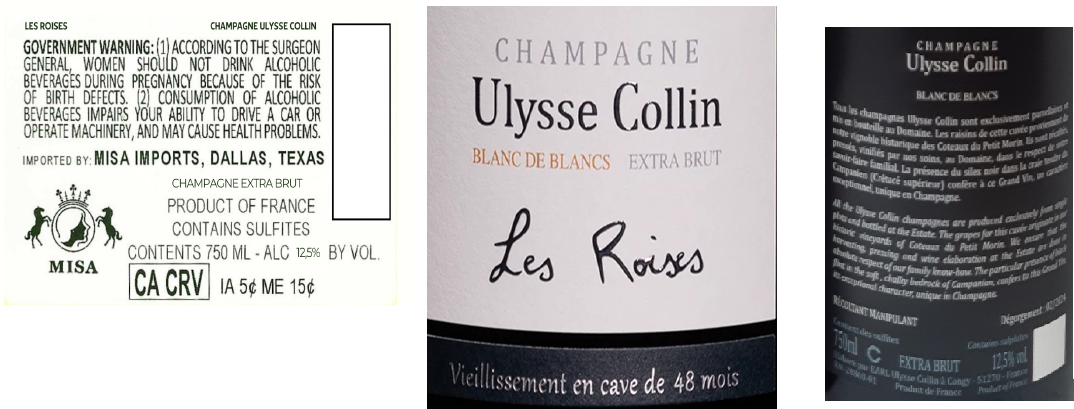 TABC label artwork for ULYSSE COLLIN LES ROISES BLANC DE BLANCS