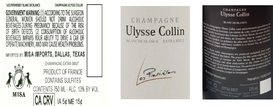TABC label artwork for ULYSSE COLLIN LES PERRIERES BLANC DE BLANCS