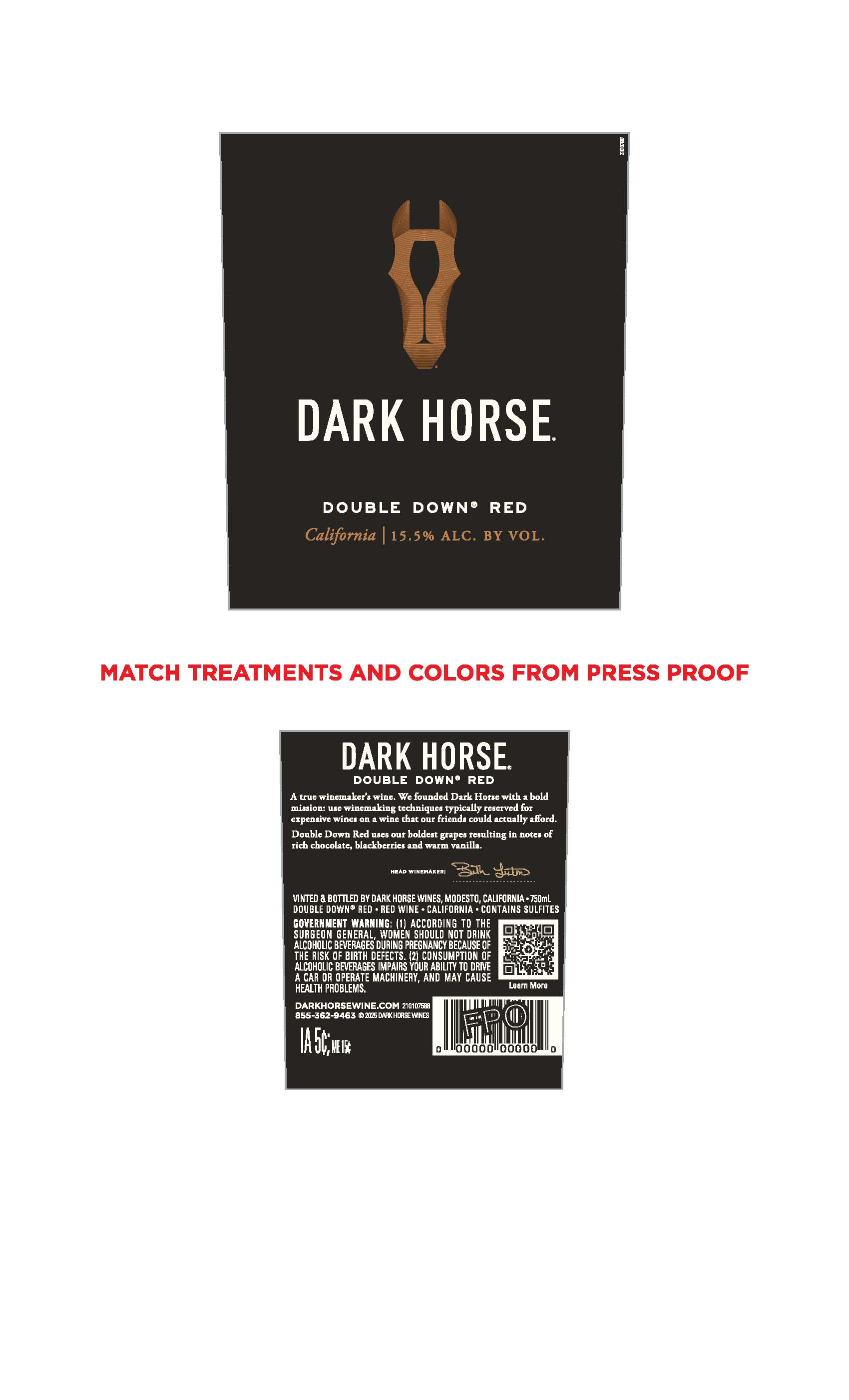 TABC label artwork for Dark Horse Double Down Red California